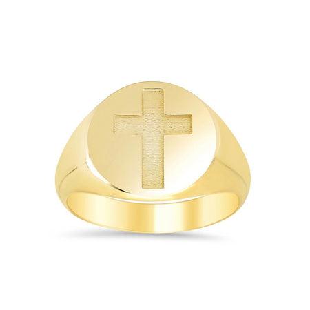 Men's Cross Signet Ring with Solid Back Signet Rings deBebians 