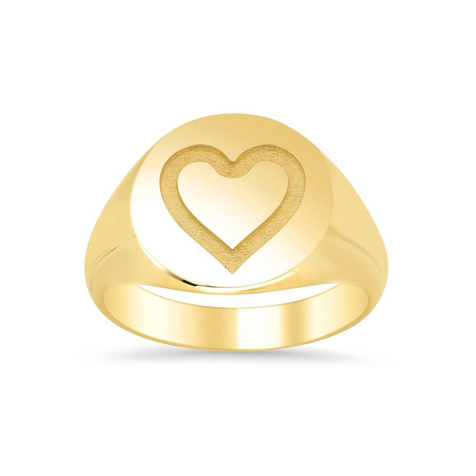 Heart Round Ladies Signet Ring Signet Rings deBebians 