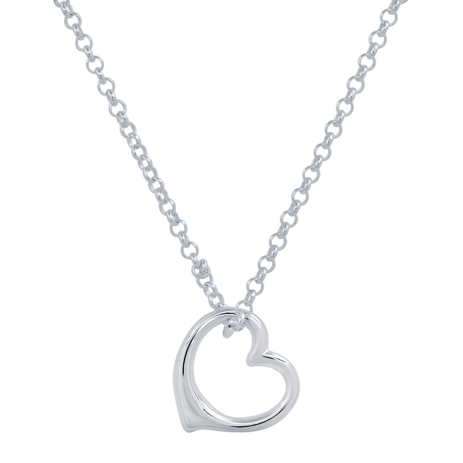 Puffed Heart Sterling Silver Pendant with Sterling Silver Chain