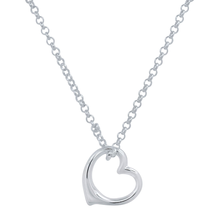 Puffed Heart Sterling Silver Pendant with Sterling Silver Chain