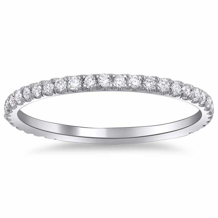 Single Row Diamond Pave Wedding Ring Diamond Wedding Rings deBebians 