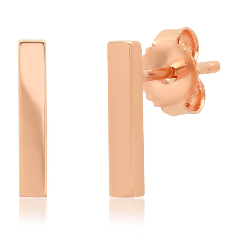 14k Gold Small Bar Drop Earrings Gold Earrings deBebians 14k Rose Gold Matching Pair 