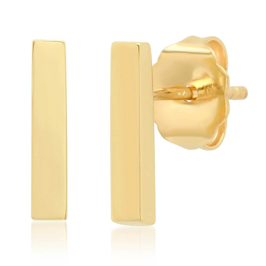 14k Gold Small Bar Drop Earrings Gold Earrings deBebians 14k Yellow Gold Matching Pair 