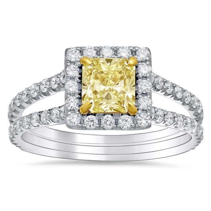 Split Shank Canary Diamond Engagement Ring Yellow Diamond Engagement Rings deBebians 
