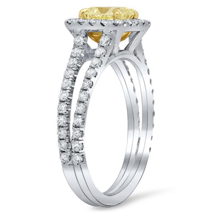 Split Shank Canary Diamond Engagement Ring Yellow Diamond Engagement Rings deBebians 