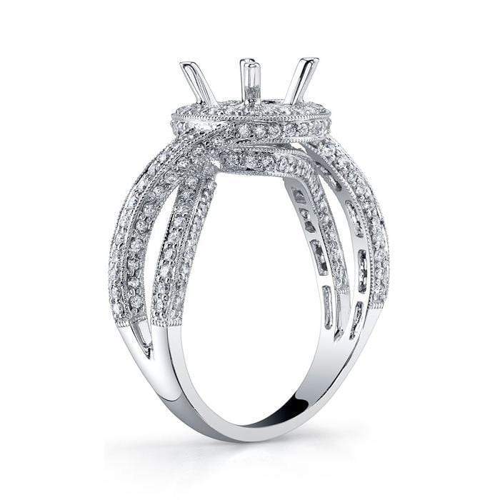 Split Shank Halo Engagement Ring with Mobius Twist Halo Engagement Rings deBebians 