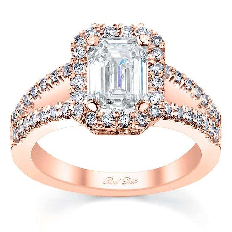 Split Shank Halo Rose Gold Engagement Ring – deBebians