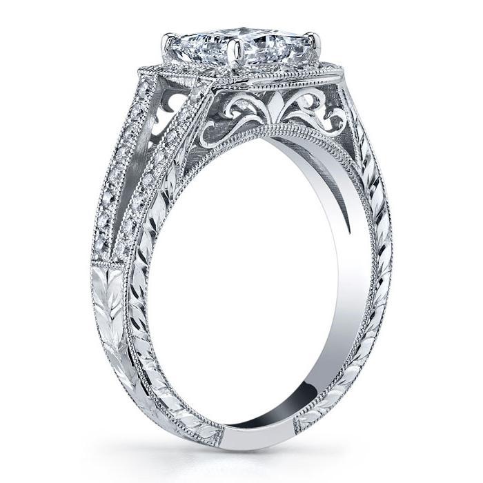 Split Shank Halo Setting Princess Cut Halo Engagement Rings deBebians 