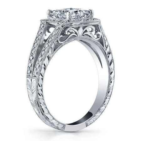 Split Shank Halo Setting Princess Cut Halo Engagement Rings deBebians 