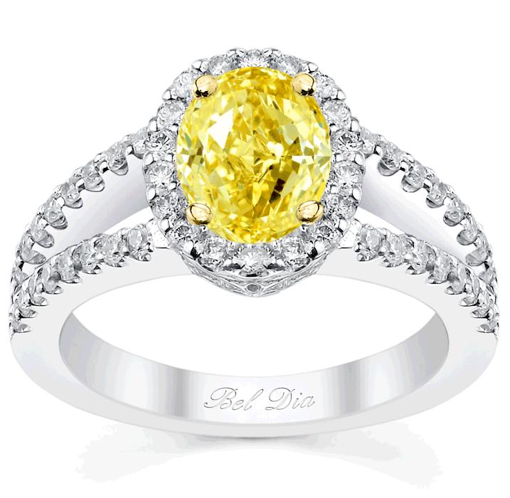 Split Shank Oval Yellow Diamond Engagement Ring Yellow Diamond Engagement Rings deBebians 