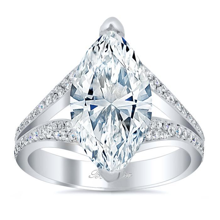 Split Shank Pave Diamond Marquise Engagement Ring Diamond Accented Engagement Rings deBebians 