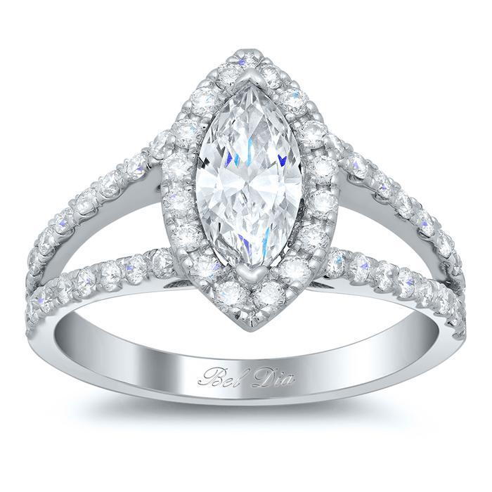 Split Style Marquise Halo Engagement Ring Halo Engagement Rings deBebians 