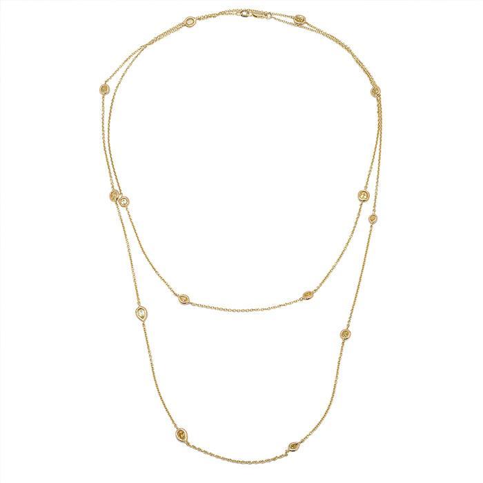 Station Necklace Yellow Gold with Fancy Yellow Diamonds Diamond Station Necklaces deBebians 