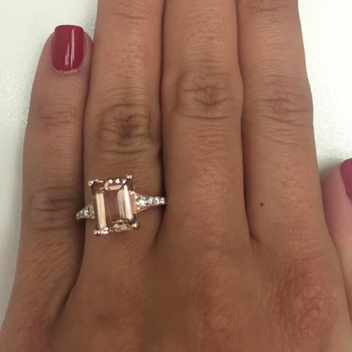 Tapered Emerald Morganite Stone Pave Engagement Ring – deBebians