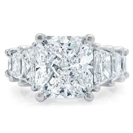 Tapered Radiant Engagement Ring with Trapezoids Diamond Accented Engagement Rings deBebians 