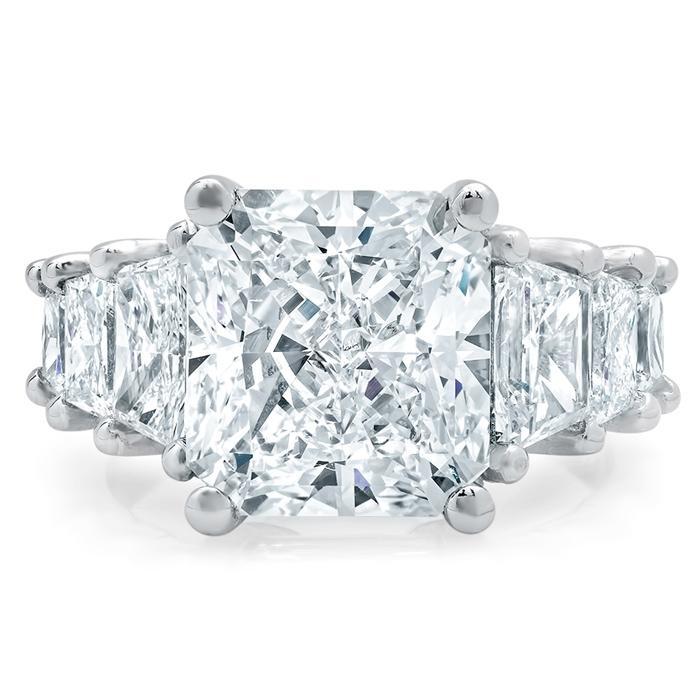 Tapered Radiant Engagement Ring with Trapezoids Diamond Accented Engagement Rings deBebians 