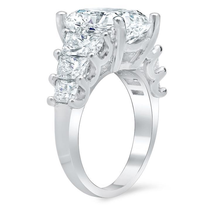 Tapered Radiant Engagement Ring with Trapezoids Diamond Accented Engagement Rings deBebians 