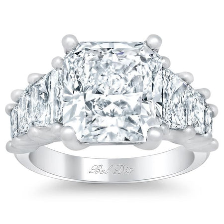 Tapered Radiant Engagement Ring with Trapezoids Diamond Accented Engagement Rings deBebians 