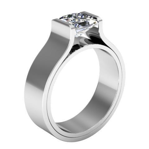 Tension Set Style Princess Solitaire Flat Engagement Ring Solitaire Engagement Rings deBebians 