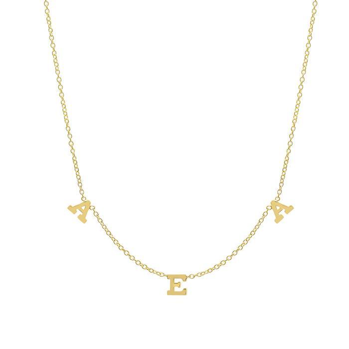 Three Letter Pendant Necklace in Gold Personalized Necklaces deBebians 