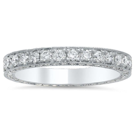 Round Brilliant Cut Pave Set Diamond Eternity Band - 1.00 carat Diamond Eternity Rings deBebians 