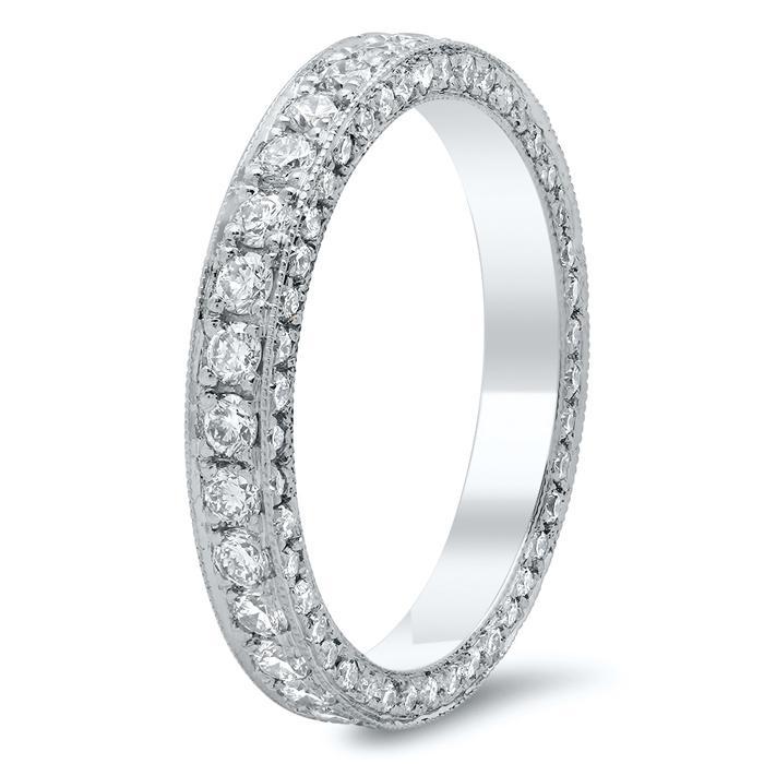 Round Brilliant Cut Pave Set Diamond Eternity Band - 1.00 carat Diamond Eternity Rings deBebians 