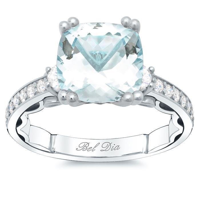 Three Stone Engagement Ring for Aquamarine Aquamarine Engagement Rings deBebians 