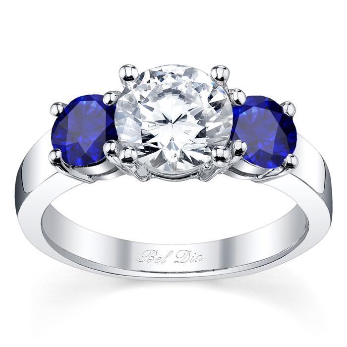 Three Stone Engagement Ring with Sapphires Sapphire Engagement Rings deBebians 