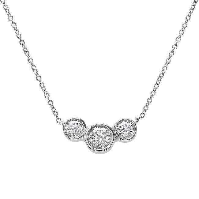 1.00cttw Lab Grown Three Diamond Necklace