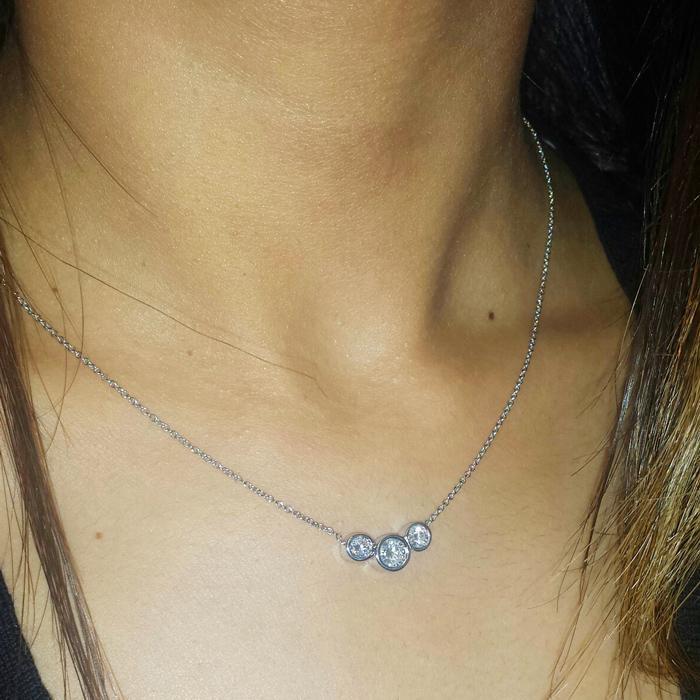 1.00cttw Lab Grown Three Diamond Necklace