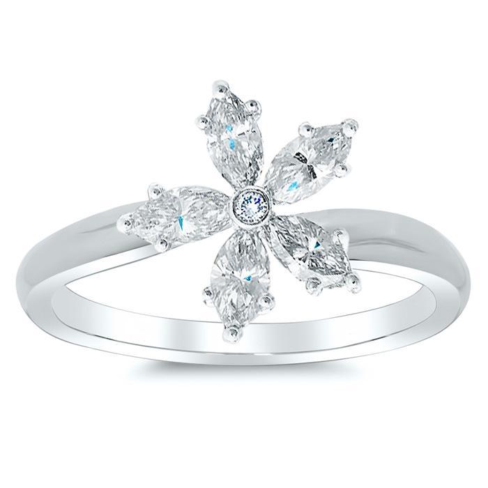 Tilted Marquise Diamond Flower Ring Gift Ideas Under $500 deBebians 