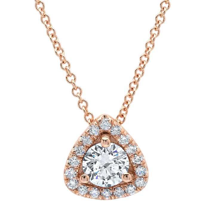 Triangular Halo Diamond Pendant Diamond Necklaces deBebians 