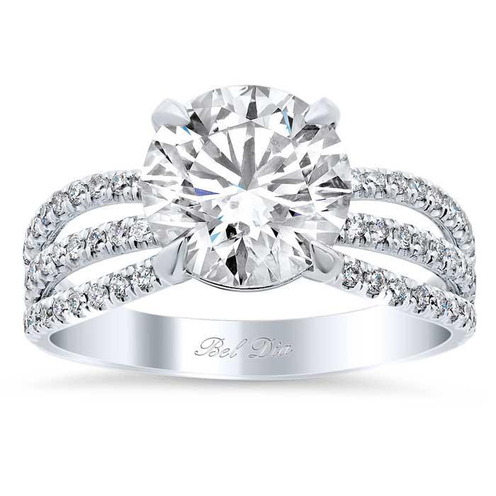 Triple Shank Pave Diamond Engagement Ring Diamond Accented Engagement Rings deBebians 