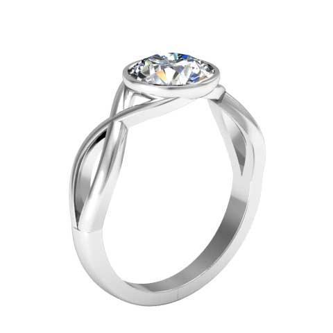 Twisted Bezel Set Solitaire Engagement Ring Solitaire Engagement Rings deBebians 