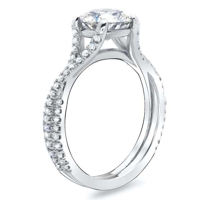Twisted Double Shank Engagement Ring Diamond Accented Engagement Rings deBebians 