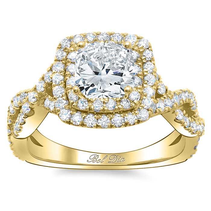 Twisted Split Shank Double Halo Band Engagement Ring – deBebians