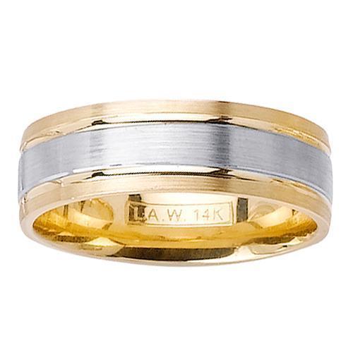 Mens Two Tone Ring with Comfort Fit in 7mm 14kt Gold Unique Wedding Rings deBebians 