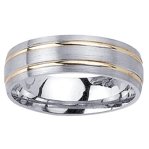 Two Tone Wedding Ring with Comfort Fit in 6.5mm 14kt Gold for Men Unique Wedding Rings deBebians 