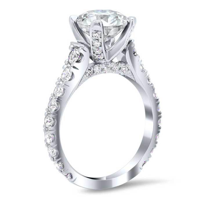 U-Pave Diamond Accented Engagement Ring with Pave Bridge and Prongs Diamond Accented Engagement Rings deBebians 