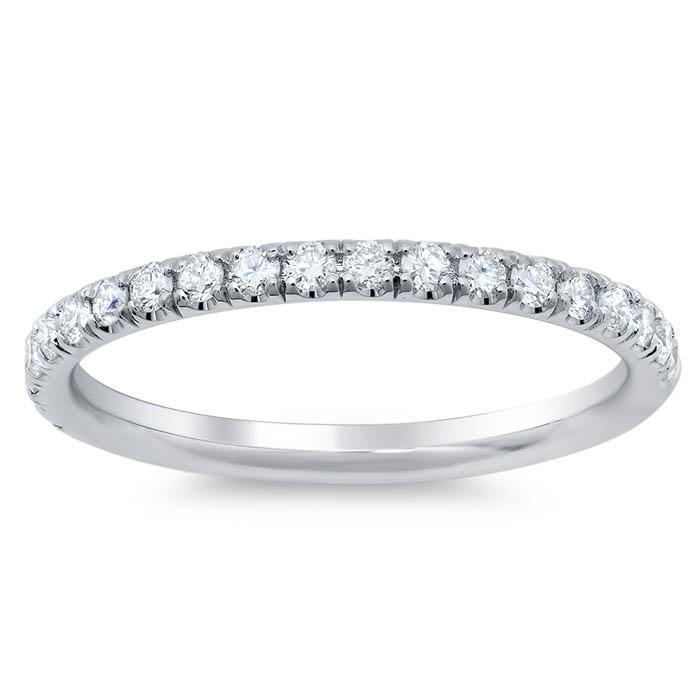 U Pave Diamond Wedding Band Half Eternity Rings deBebians 