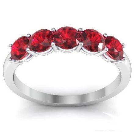 1.00cttw Shared Prong Ruby Five Stone Ring Five Stone Rings deBebians 