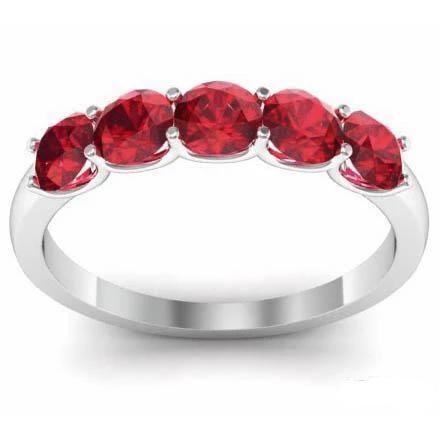 1.00cttw U Prong Ruby Five Stone Band Five Stone Rings deBebians 