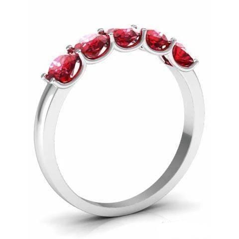 1.00cttw U Prong Ruby Five Stone Band Five Stone Rings deBebians 