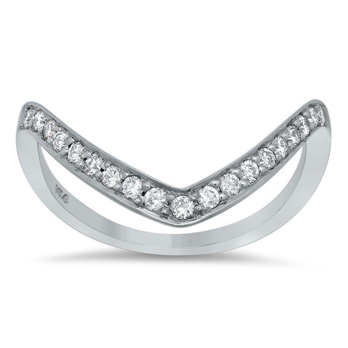 V-Shaped Pave Diamond Ring Diamond Wedding Rings deBebians 