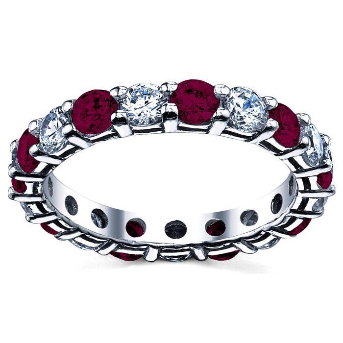 Birthday Eternity Band with Garnets and Diamonds Gemstone Eternity Rings deBebians 