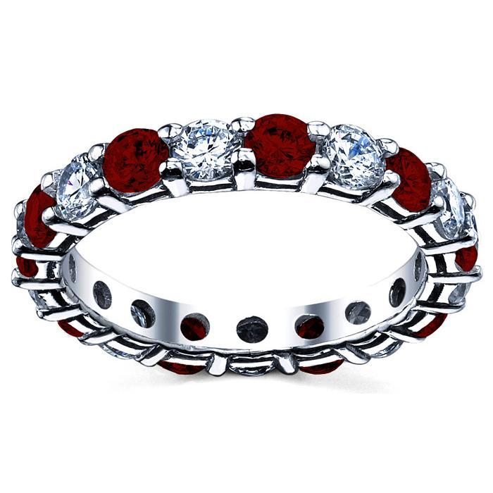 Wedding Eternity Ring with Garnet and Diamond Gemstone Eternity Rings deBebians 