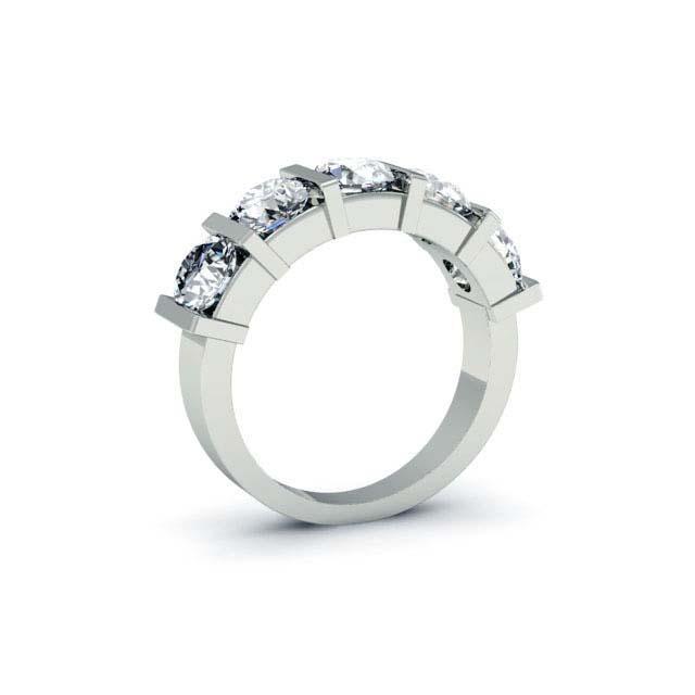 3.00cttw Bar Set Round Cut GIA Certified Diamond Five Stone Ring Five Stone Rings deBebians 