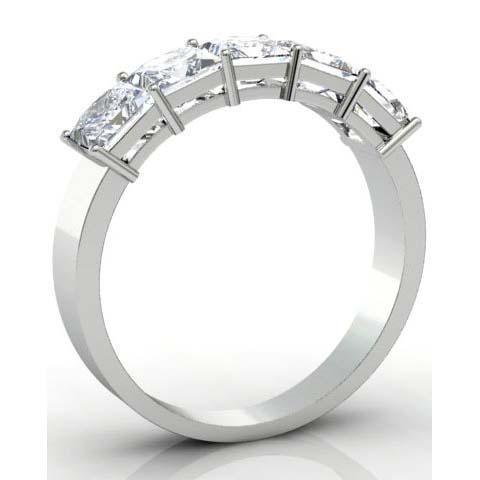 2.00cttw Shared Prong Princess Cut GIA Certified Diamond Five Stone Ring Five Stone Rings deBebians 