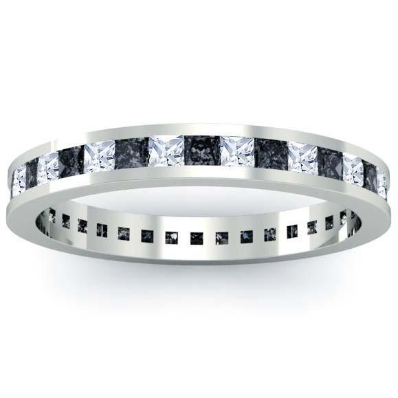 White and Black Diamond Eternity Band Gemstone Eternity Rings deBebians 