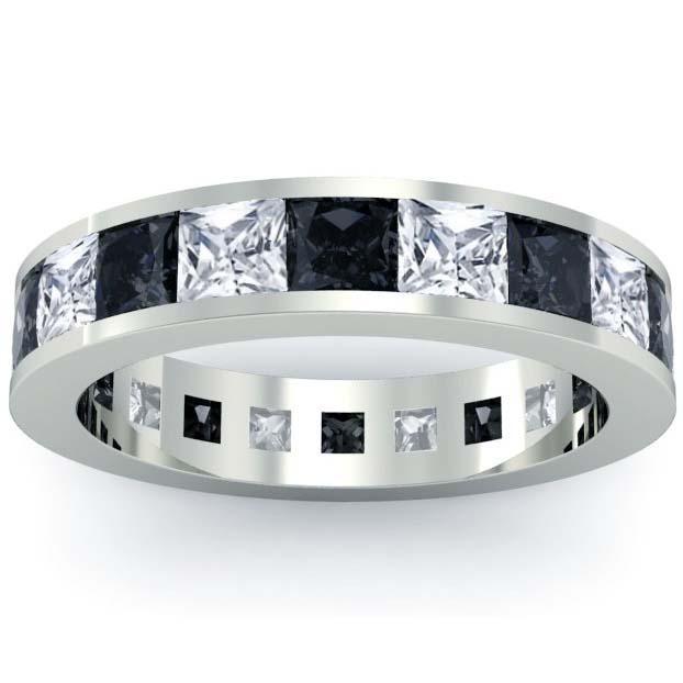 White and Black Diamond Gemstone Eternity Wedding Ring Gemstone Eternity Rings deBebians 